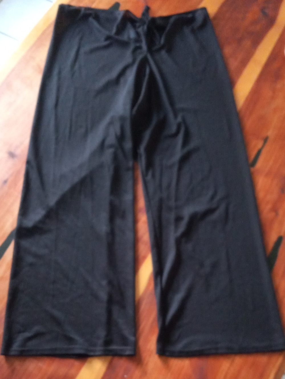 Bahia Resort Black Sheer Mesh Wide Leg Beach Cover Up Pants Tie Front Size L
